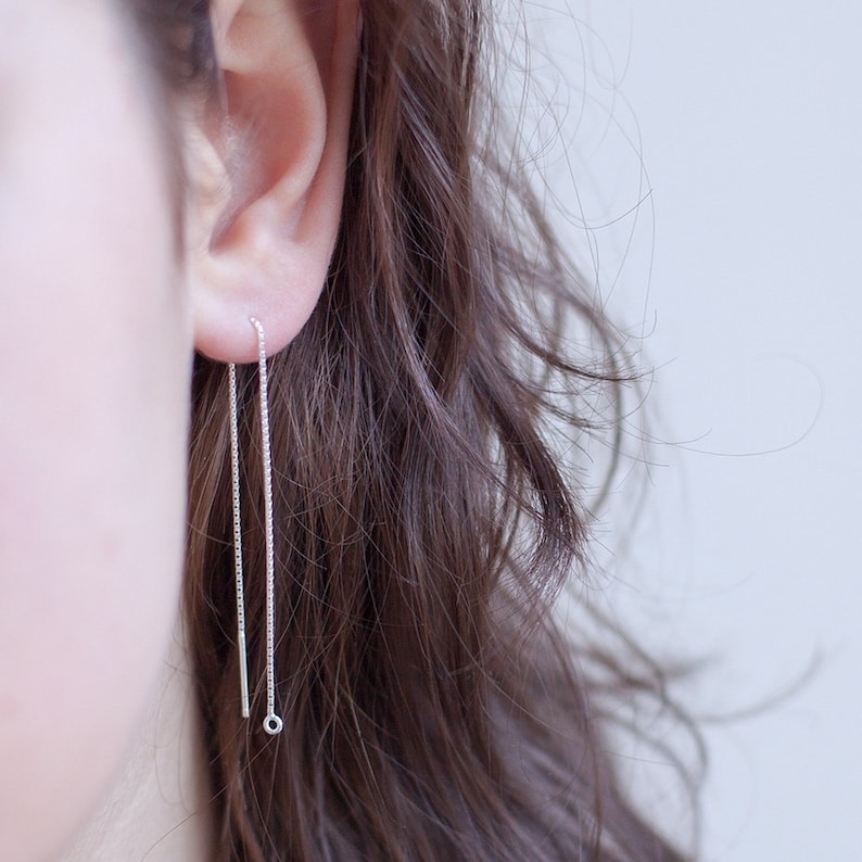 Versatile threader chain earrings in Silver or Gold fill Wire Earrings Chain earrings Argent / Silber