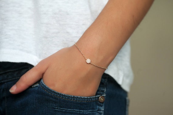 Pave Disc Bracelet. Cz Pave Disc Bracelet. Gold Filled Pave Disc