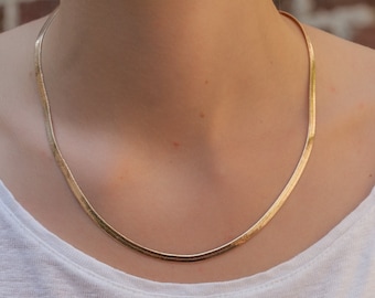 Snake Chain Necklace - Gold Filled - Flat Snake Chain Necklace - flat herringbone snake chain necklace - Serpentine Style Chain