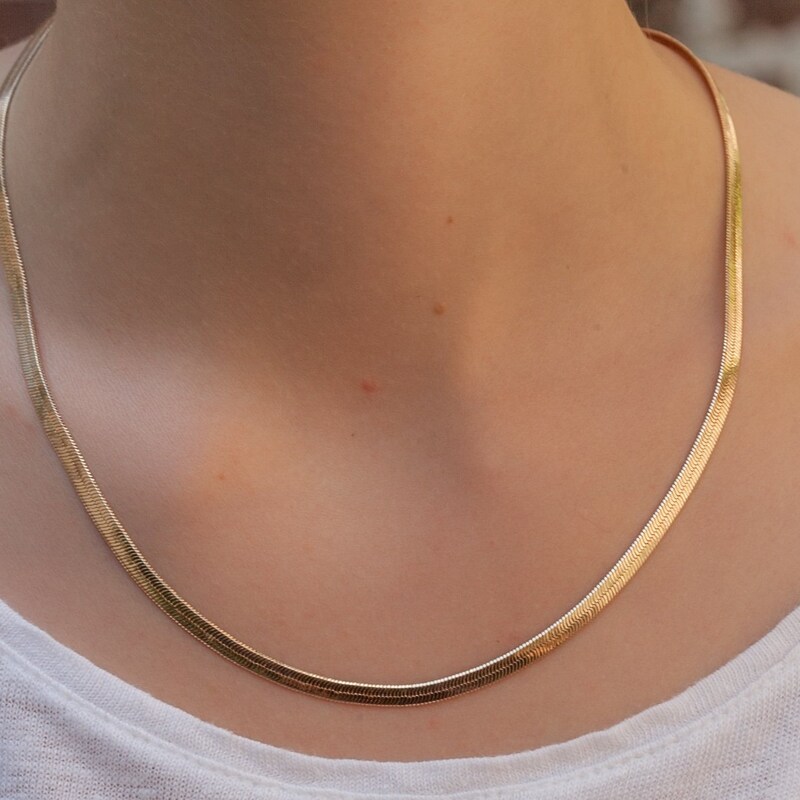 Flat Gold Necklace Etsy Flat Gold Necklace Etsy