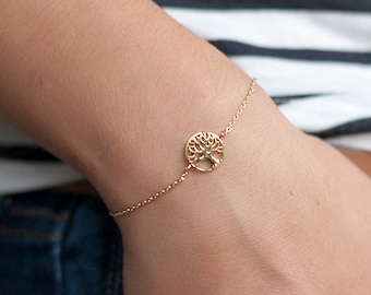 Pulsera árbol de la vida en plata o baño de oro.