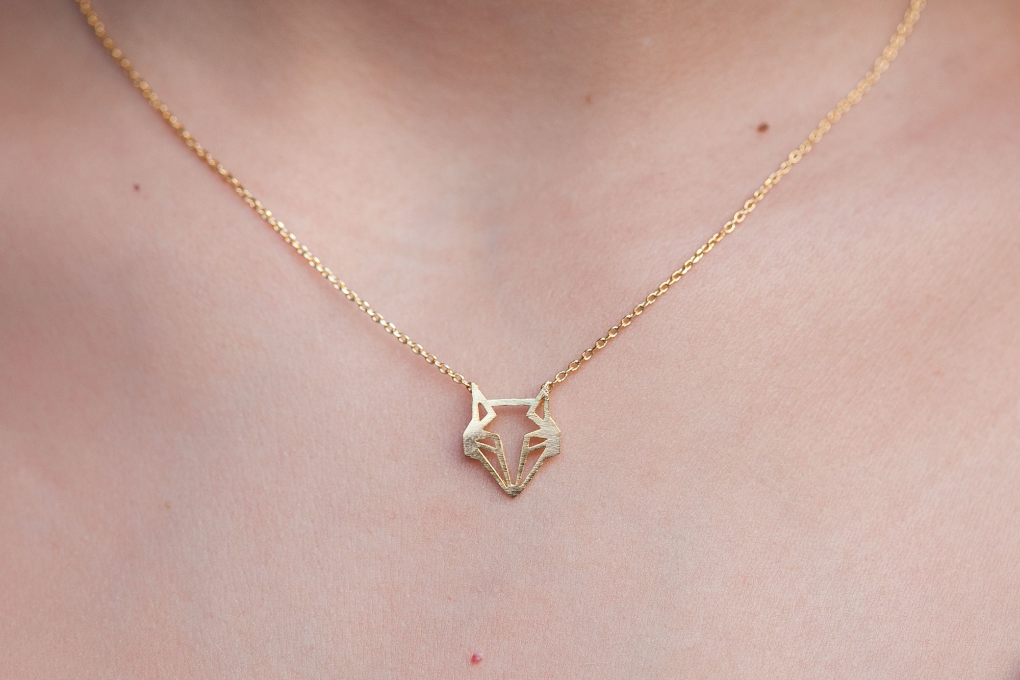 Delicate Origami Fox Necklace, Fox necklace , tiny fox necklace,  Layering necklace, Fox Geometric Necklace