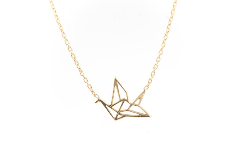 Origami Crane Necklace Gold Fill or Silver
