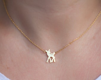 Necklace with small golden fawn