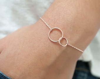 Two Entwined Tiny Circles Bracelet 16k pink gold fill