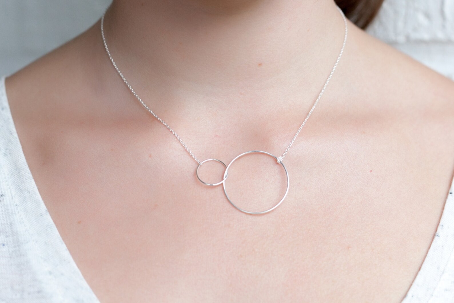 Two Entwined Circles Necklace in Sterling Silver or 16k Gold Etsy