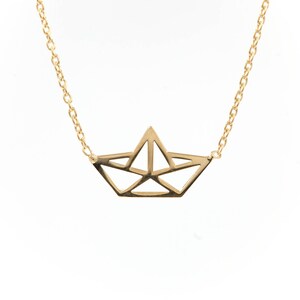 Origami Ship Necklace - Gold Fill or Silver - Paper ship necklace - origami boat pendant - everyday necklace