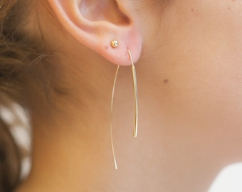 Gold-plated minimalist through earrings