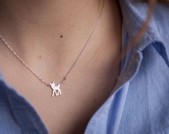 Necklace with small silver fawn