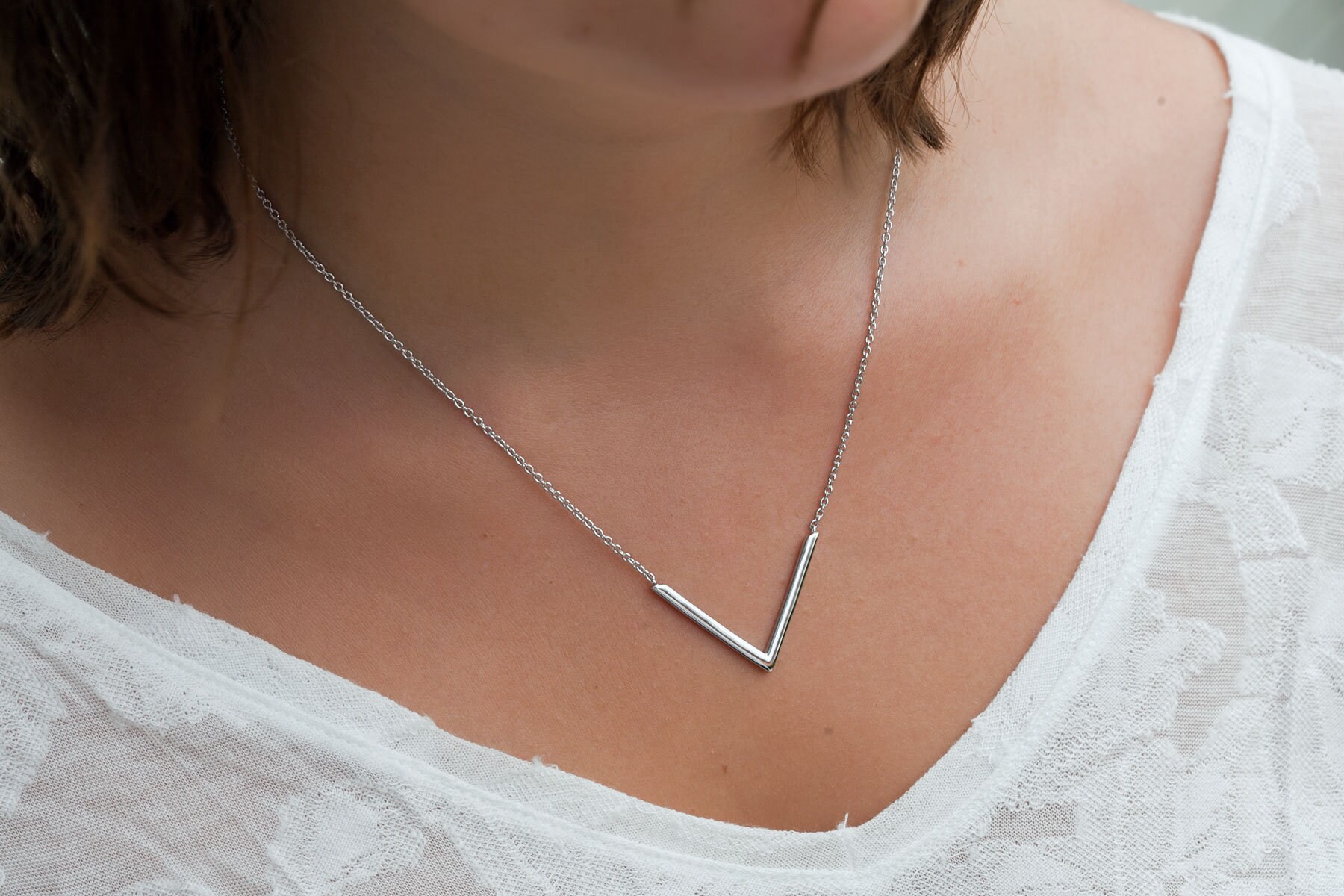 V Necklace Sterling Silver or Gold Fill Triangle Necklace Etsy
