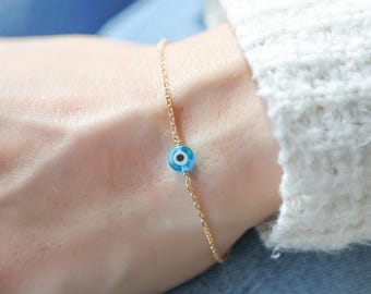 Protection Bracelet - Sterling Silver or Gold Fill - Blue Evil Eye - Evil Eye Bracelet - Blue Eye Bracelet - Good Luck Bracelet