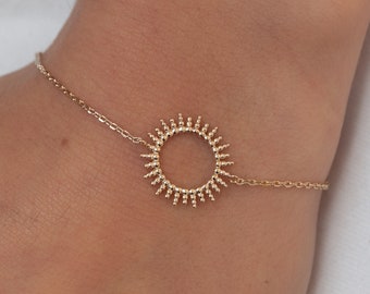 Sun Shape Minimalist Bracelet, Minimalist Sun Bracelet - Gold filled