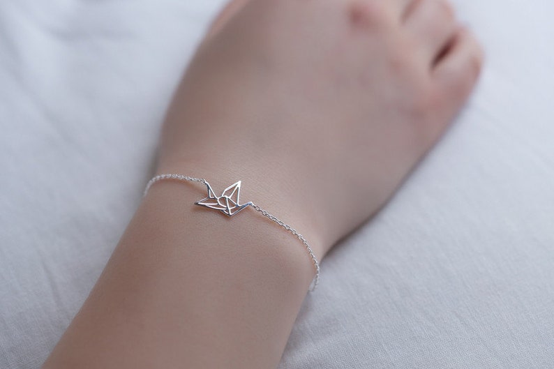 Origami Crane Bracelet Gold Fill or Silver image 4