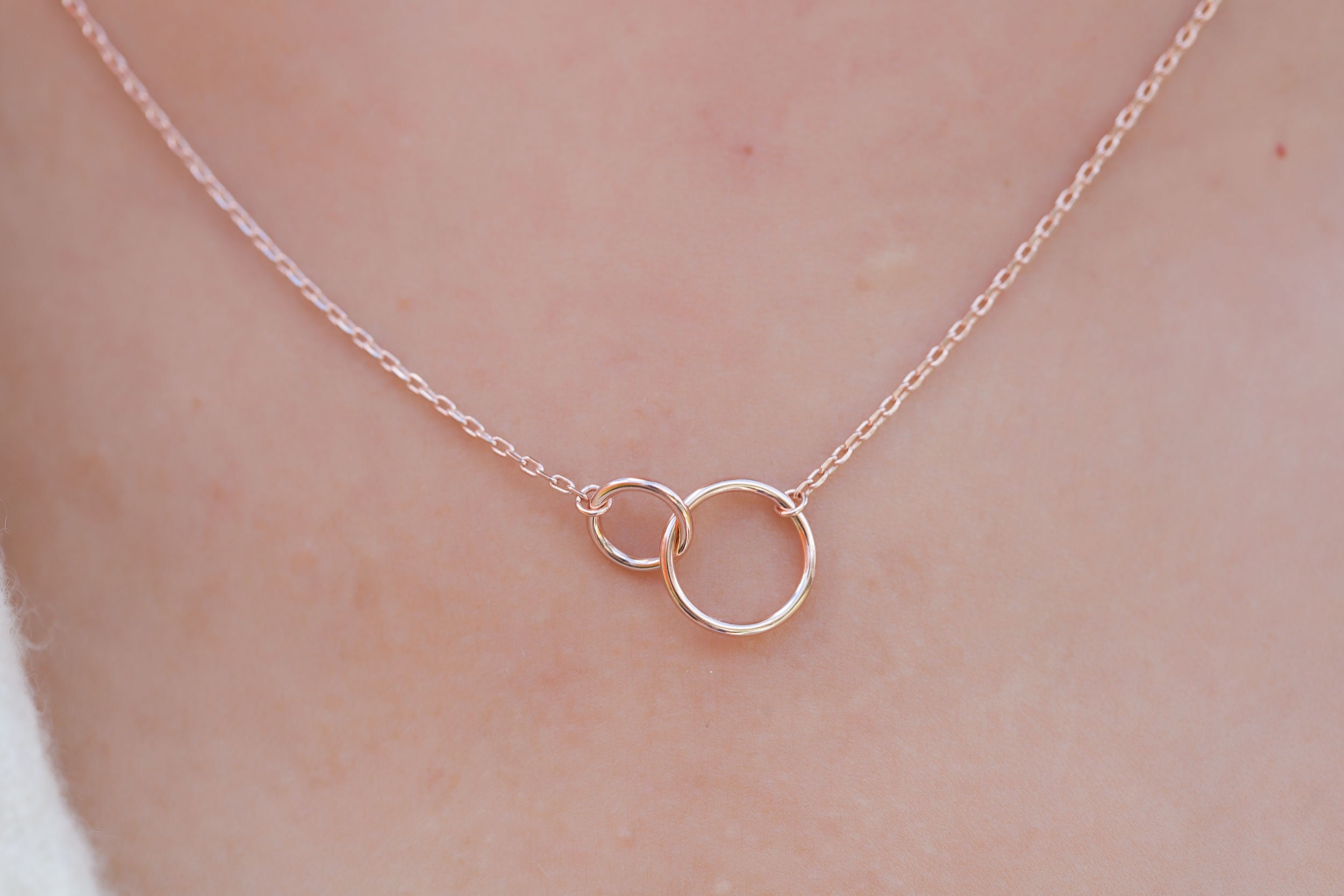 Two Entwined Tiny Circles Necklace in Sterling Silver or Gold Etsy