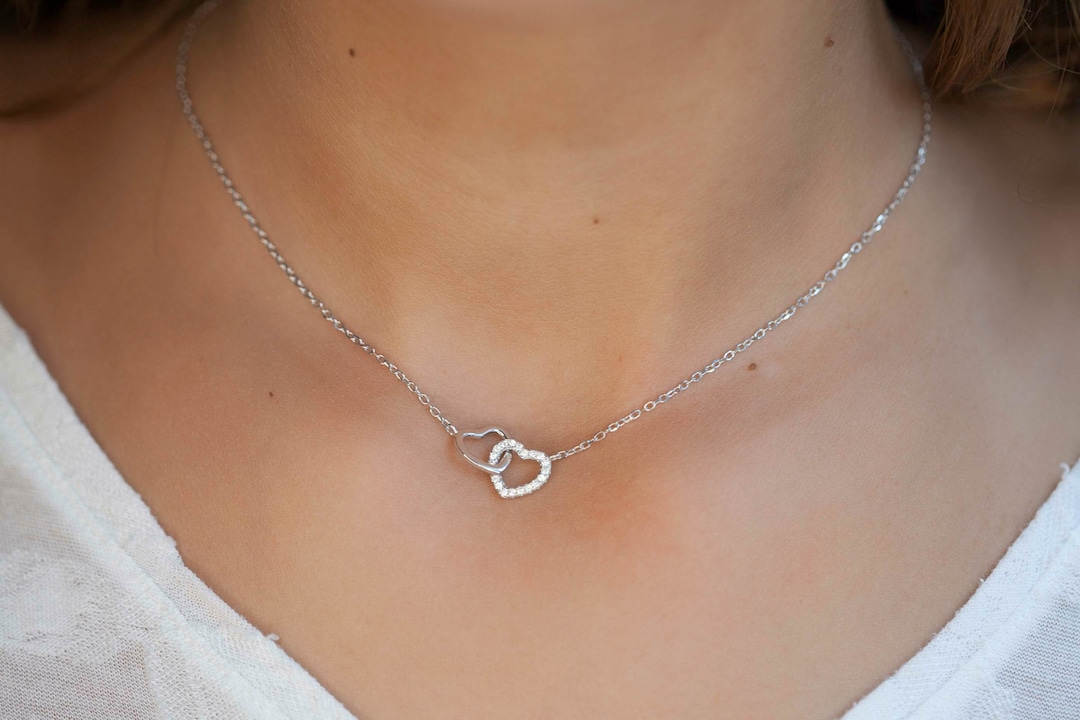☆TATIANA☆ Silver 925 heart combination chain necklace NZ20 ☆TATIANA☆ Silver 925 heart combination chain necklace NZ20