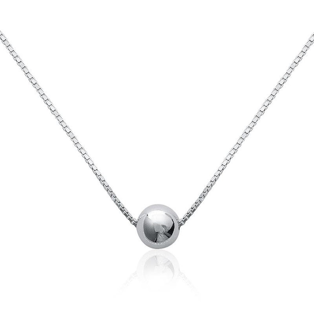 Minimalist One Bead Necklace Sterling Silver, Simple Silver