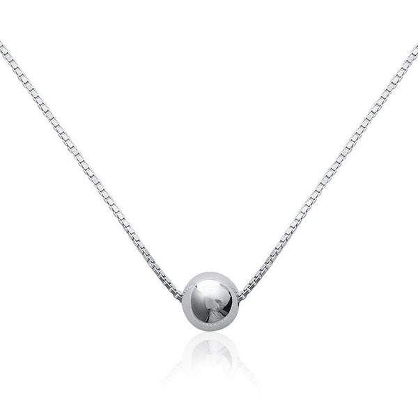 Collier perle d'argent 925, collier pendentif petite boule, ras de cou argent, collier fin argent