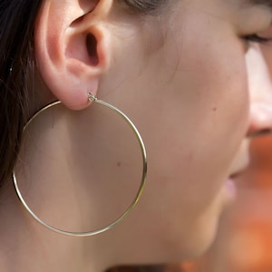 Large Hoops Earrings Gold Filled - Round Hoop Earrings 60mm