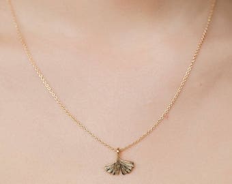 Ginkgo Leaf Necklace - 16 K Gold-Filled - Ginkgo Biloba Leaf Necklace - Everyday Necklace