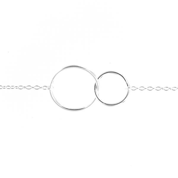 Two Entwined Tiny Circles Bracelet in Sterling Silver or 16k gold plated