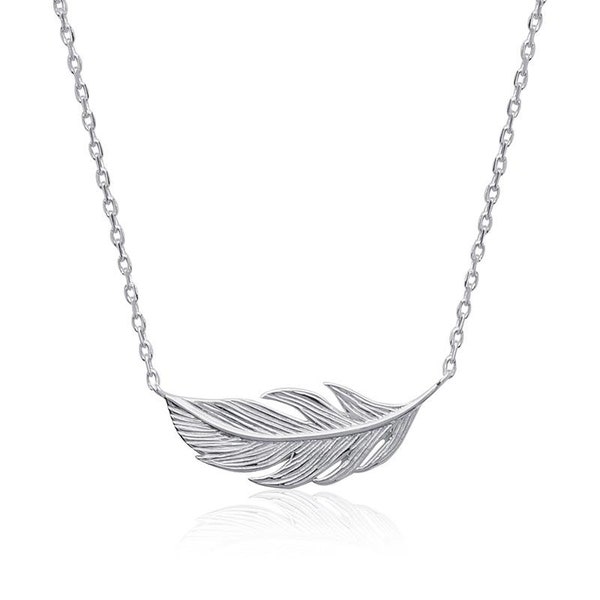 Feather necklace in silver or gold fill