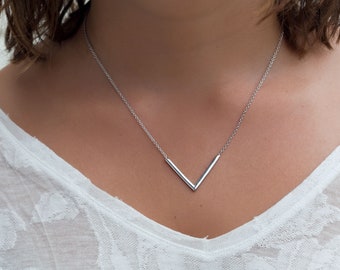 V Necklace - Sterling Silver or Gold fill - Triangle Necklace - One of a kind -