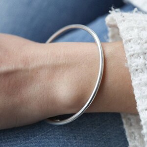 Sterling silver bangle bracelet - 925 solid sterling silver - round bangle bracelet - thick sterling silver bangle -