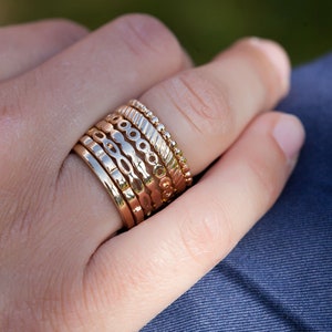 6 Stacking Rings - Sterling Silver or Yellow Gold Fill - Set of ...