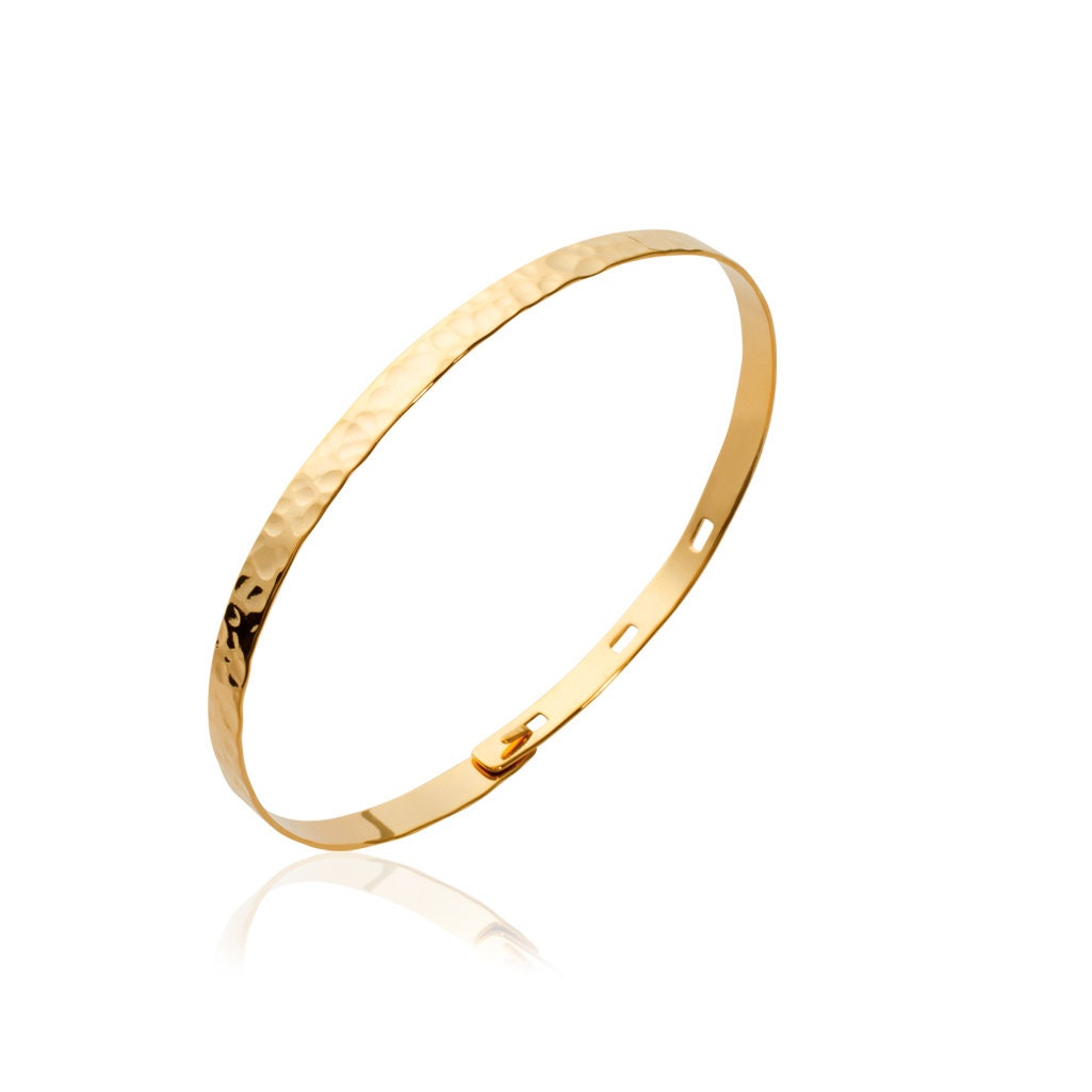 Hammered Bangle Bracelet - Sterling Silver or Gold Fill