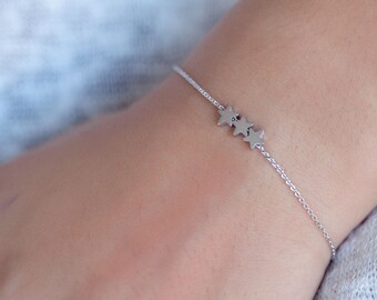 3 star silver bracelet - Silver three-star bracelet - Lucky bracelet