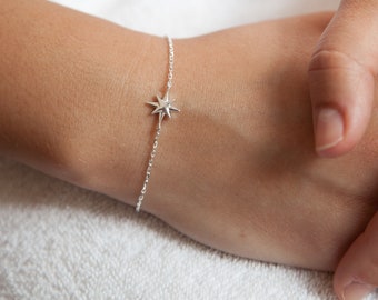 Bracelet étoile du nord en argent véritable