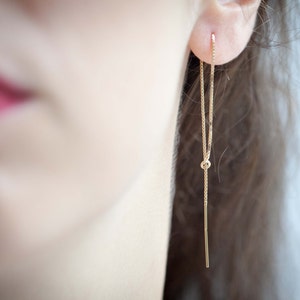 Versatile threader chain earrings in Silver or Gold fill Wire Earrings Chain earrings Plaqué or/ Gold fill