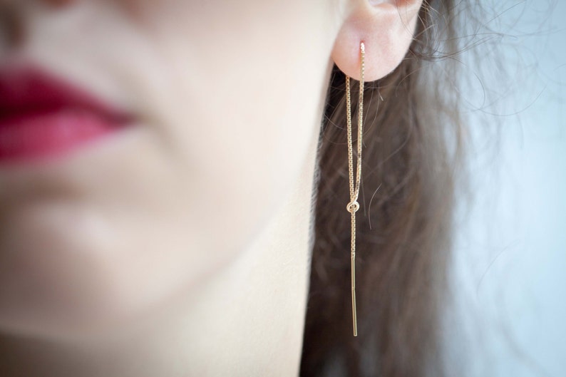 Versatile threader chain earrings in Silver or Gold fill Wire Earrings Chain earrings Plaqué or/ Gold fill