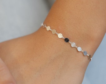 Dainty Bracelet Sterling Silver, Delicate Bracelet, Disc Bracelet, Layering Bracelet, Coin Bracelet, Bohemian Jewelry, Minimalist Jewelry