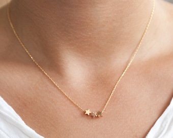 Gold-plated 3 small stars necklace