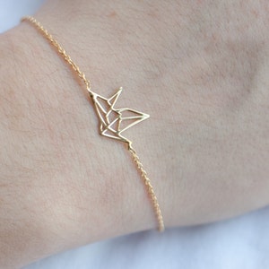 Pulsera de grulla de origami chapada en oro o plata imagen 1