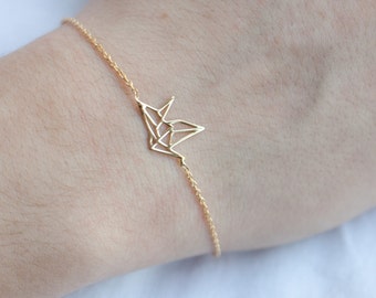 Origami Crane Bracelet - Gold Fill or Silver