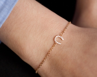 Lucky Horseshoe Bracelet in Sterling Silver or 16k gold fill - Friendship bracelet