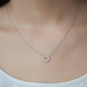 Kette offenes Herz mit Zirkonia aus Silber