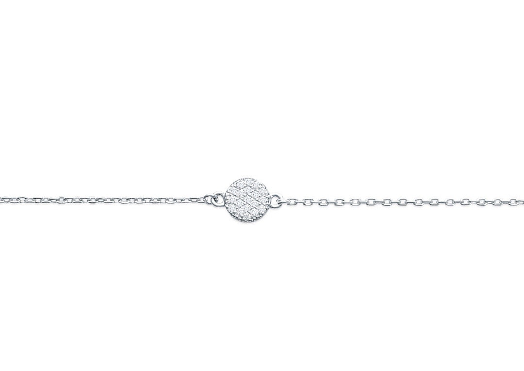 Pave Disc Bracelet. Cz Pave Disc Bracelet. Sterling Silver Pave Disc ...