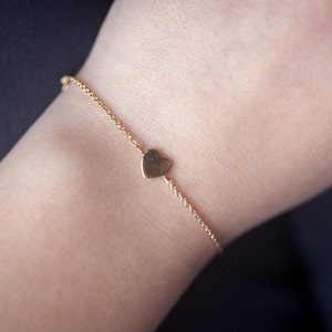 Simple Heart Bracelet- On 16K Gold Filled or Silver Chain - Beautiful Bracelet with heart