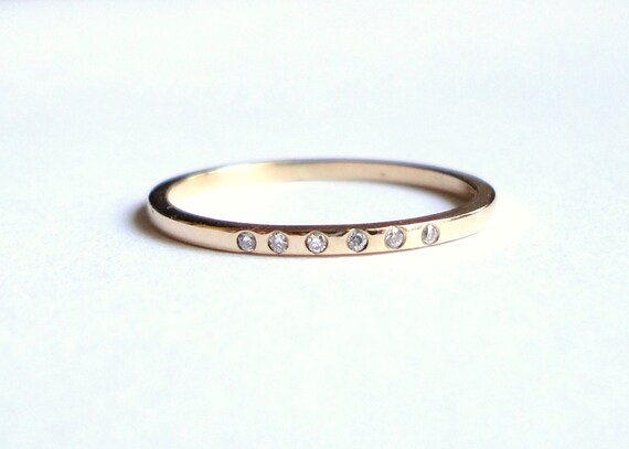 Diamond 14K Yellow Recycled Gold Band Wedding Ring Stacking | Etsy