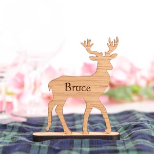 Nomes de locais de casamento PERSONALIZADOS para veado escocês, decorações para cartões de veado escocês