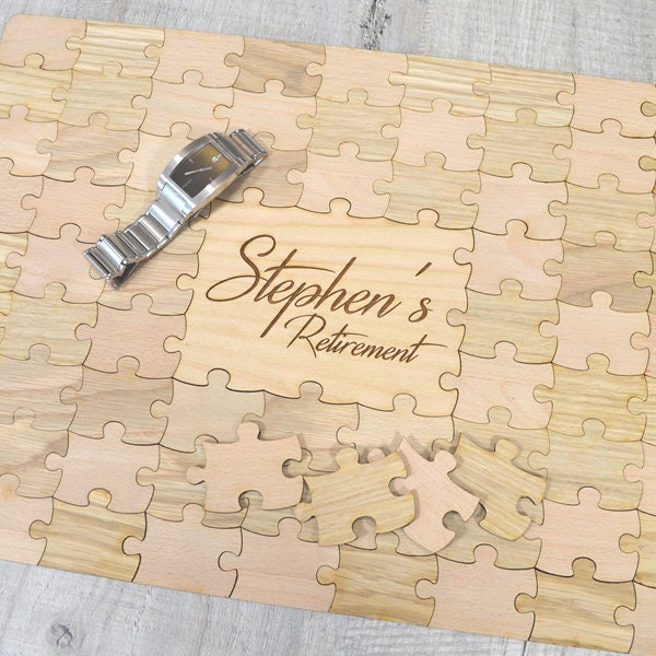Personalized Retirement Party Jigsaw Puzzle Guestbook - Unique Personalised Guest Book Idea Keepsake Gift