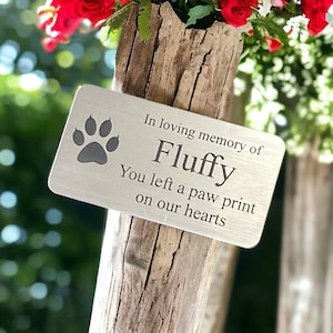 Cat Memorial Metal Plaque in Gold Brass Silver Copper - Made From Flexible Compound Material