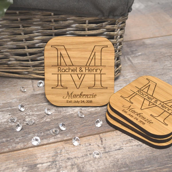 Personalised Mr & Mrs Initials Wedding Coasters Rustic Wooden | Etsy