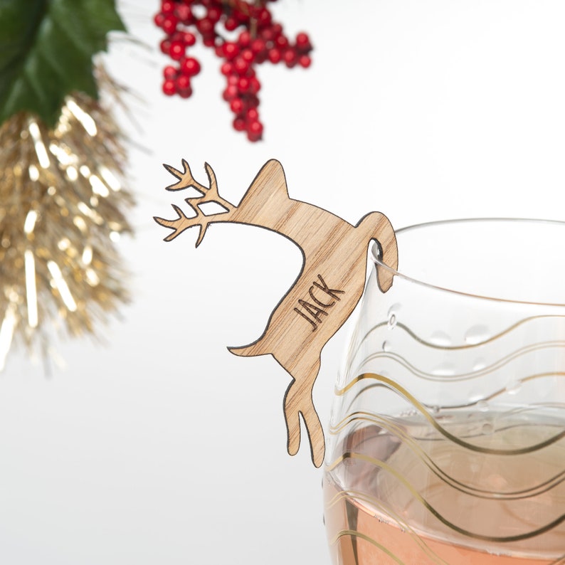Pendentifs de verre à vin renne de Noël image 3