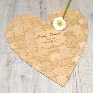 Personalised Heart Shaped Baptism Guestbook - Personalized Jigsaw Puzzle Unique Baptised Gift Idea