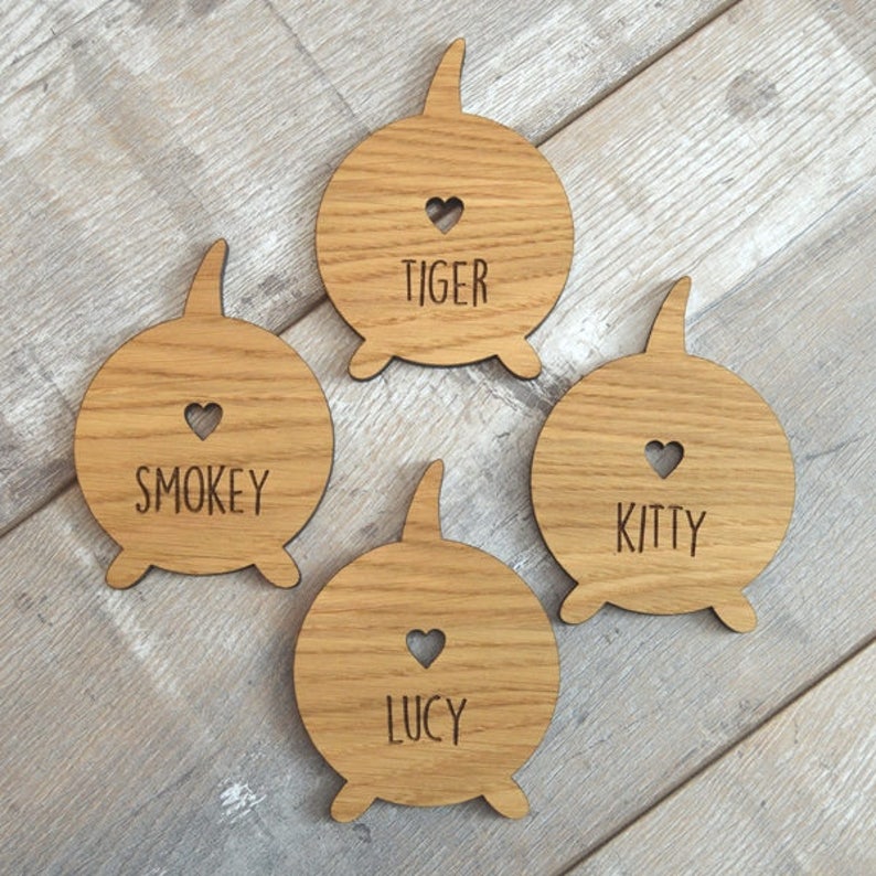 Funny Cats Bum Coasters Cute Cheeky Personalised Wooden Coasters Cat From Behind