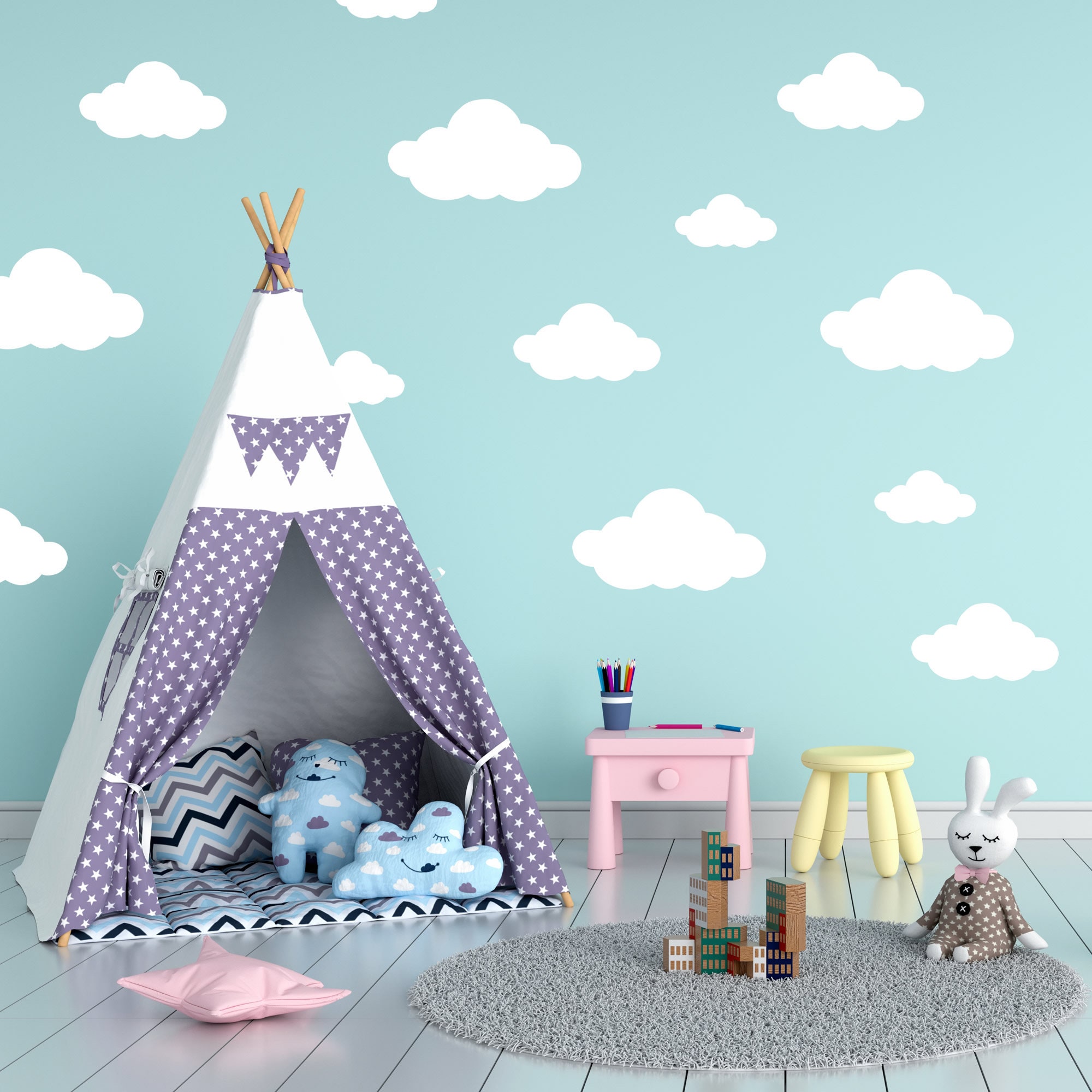 Fluffy Cloud Wall Stencil for Baby's Nursery or Kids - Etsy